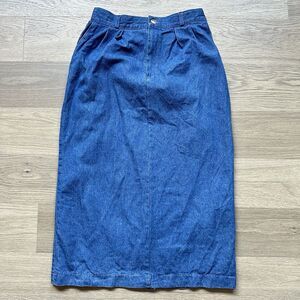 Vintage Gotcha Covered Skirt Women 14 Blue Denim Prairie Pioneer Long 90s Boho